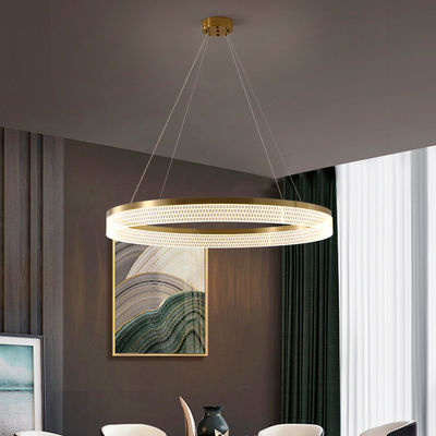 Tricolor Modern Ring Chandelier Dimmable Double Ring Pendant Light Dengan Kap Lampu Akrilik