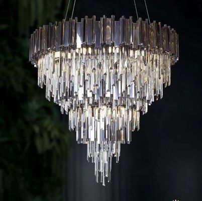 Lampu Gantung Modern Kontemporer Disesuaikan Chrome Dan Lampu Gantung Kristal AC240V