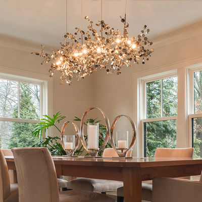 Shimmer Branching Disc Chrome Chandelier Lampu Langit-langit Disesuaikan