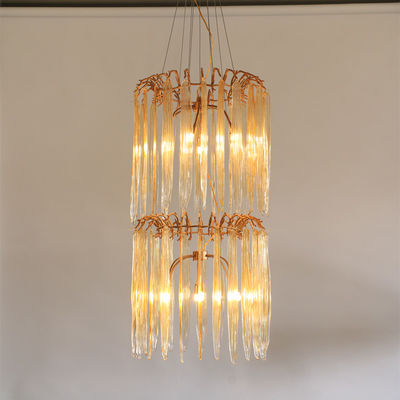 Mewah Semua Tembaga Post Modern Duplex Stair Chandelier Dengan Kepribadian Kreatif