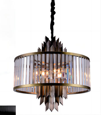 Hemat Energi Smokey Grey Round Crystal Chandelier Modern Mendukung Kustomisasi