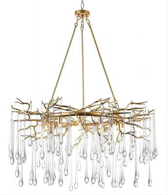 Ruang Langit-langit Kaca Bening Drop Chandelier 80 Akurasi Warna CRI