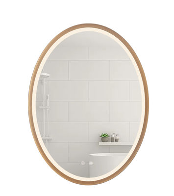 600*800MM Bingkai Aluminium Cermin Kamar Mandi Oval Efek Refleksi Jernih