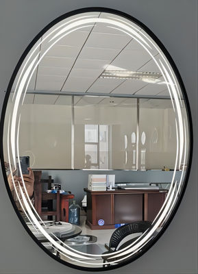 Bingkai Aluminium Cermin Kamar Mandi Bercahaya Oval 500*700MM