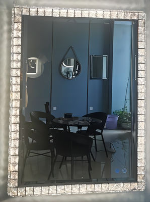 Cermin Efek Kristal LED Stainless Steel Cermin Rias Kristal Dengan Lampu