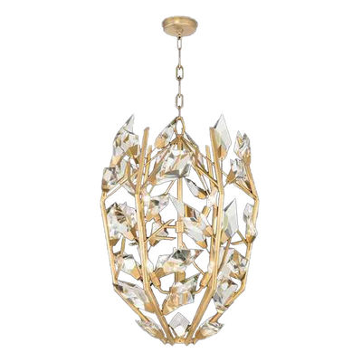 Bulat Kreatif Modern Crystal Chandelier Dengan Emas Finish Handcut Faceted Crystal Daun