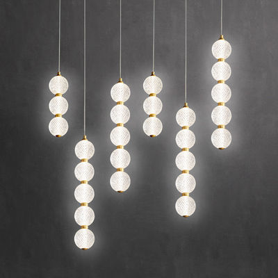 Besi Electroplated Kuningan Dan Acrylic Pendant Lampu Chandelier Untuk Kamar Tidur Kamar Hidup