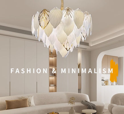 E14 Electroplating Crystal Glass Entryway Chandelier Dengan Daun Kaca