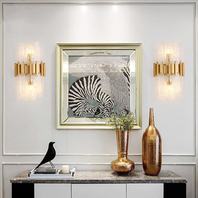 G9 LED Dekorasi Fungsi Modern Crystal Wall Sconces Finish Emas