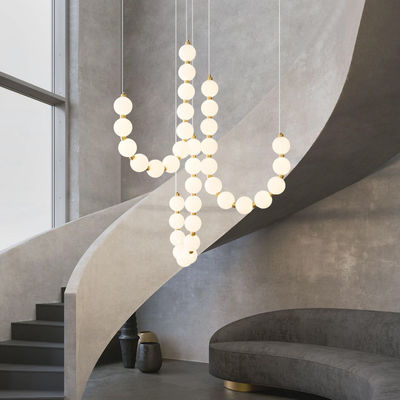 Lampu acrylic Lampshade Custom Pendant Lamps Dengan H65 Semua Plate Langit-langit Tembaga