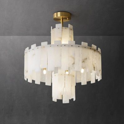 Iron Scagliola High End Pendant Lampu Dengan Lampshade Marmer