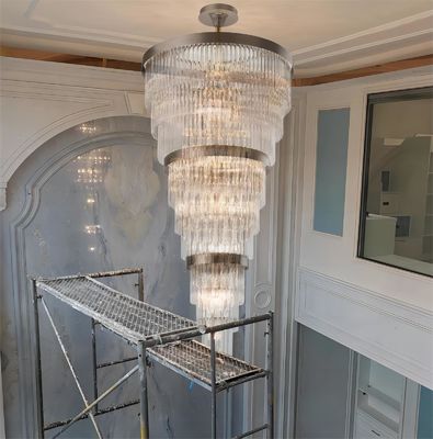 Nordic Purple Crystal Chandelier Lighting Untuk Tangga Hotel Custom Wedding Lobby Besar