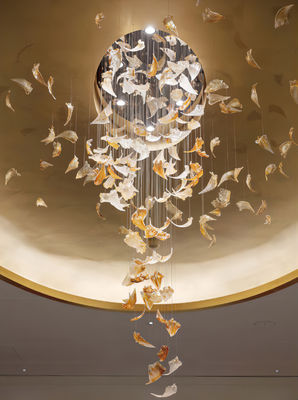 Villa Duplex Tangga Ruang Tamu Kreatif Custom Chandelier Kaca Petal Pendant Art Lampu
