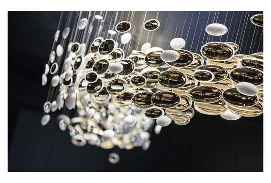 Customized Hotel Lobby Oval Art Chandelier Kaca Extra Besar Chandelier