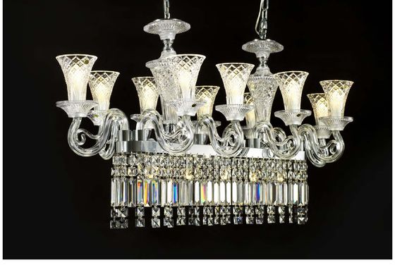 Luxury Klasik Eropa Crystal Chandelier Langit-langit dipasang Crystal Light Fixture