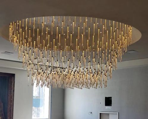 Electroplated Mirror American Water Drop Crystal Chandelier Untuk Langit-langit Tinggi