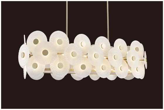 24V 3500K Champagne Gold Glass Custom Chandeliers Kecerahan Lembut