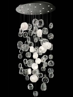 Custom Creative Glass Chandeliers Lampu LED Jelas atau Berwarna Sumber