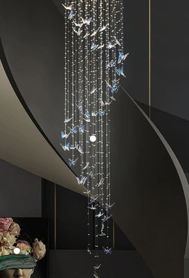 Gaya seni Crystal Butterfly Chandelier Langit-langit tinggi Chandelier