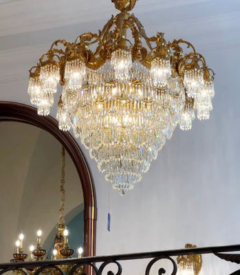 Modern Kristal Besar Foyer Chandelier Untuk Langit-langit Tinggi Eropa Dan Amerika
