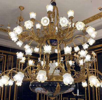 Keanggunan Eropa Besar 2 Lantai Foyer Chandelier Lampu besar Perlengkapan Museum Bangunan bersejarah
