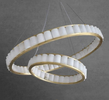 Lampu Sirkular Gaya Nordik yang Disesuaikan Lampu Pendant Modern Alabaster Untuk Foyer Dan Area Tangga