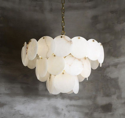 Perlengkapan pencahayaan modern restoran mewah bar dalam ruangan lampu gantung marmer besar untuk ruang tamu lampu gantung alabaster sederhana D60CM