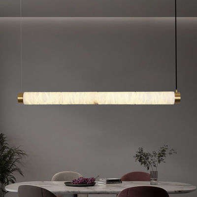 Desainer minimalis modern kreatif silinder panjang alam alabaster lampu gantung mewah LED restoran bar dekorasi alabaster lampu