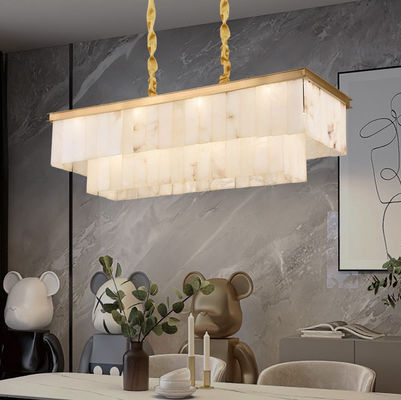 Dekorasi Rumah Modern Kuningan Chandelier Alabaster Marmer Shade Hotel Ruang Restoran Pendant lampu pencahayaan lampu mewah