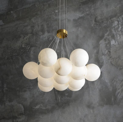 Custom Round Alabaster Ball Stairs Dekoratif Chandelier Marmer Alam Led Chandelier Pencahayaan