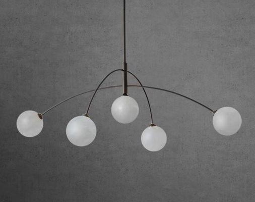 Fashion Postmodern Kreatif Kuningan Ruang tamu Lampu Lampu Kesederhanaan Hotel Mewah Kamar tidur alabaster Lampu Pendant