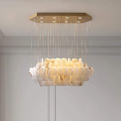 minimalist persegi panjang alabaster lentera rumah dekorasi pencahayaan hotel restoran modern desain lampu liontin marmer