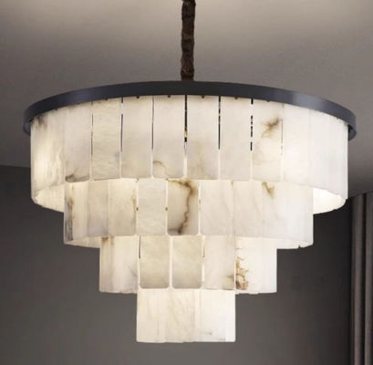 Nordic Spanyol Alabaster Ruang tamu dekoratif Kuningan Lampu Lampu langit-langit Marmer LED Bulat Desain Modern Untuk kamar tidur