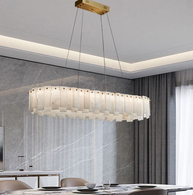 Luxury Bronze Brass Chandelier Dengan Marmer Round Untuk Dining Room Pendant Lamp