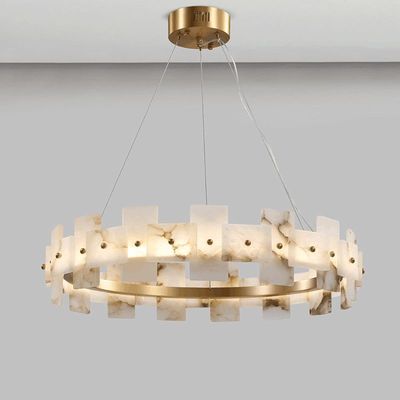 Rumah Dekorasi Lingkaran LED Mewah Modern Pendant Lampu Chandelier Alabaster Lampu Produk