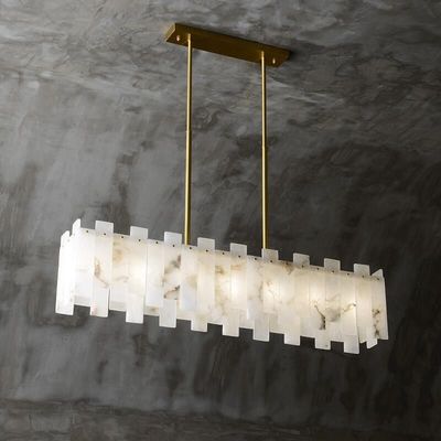 Ruang Makan Modern Modern Pendant Pencahayaan Led Lampu Venus Alabaster Linear Chandelier