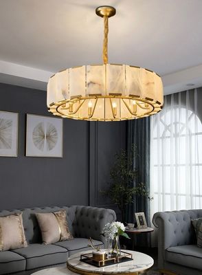 Modern Luxury Chandelier Rumah ruang tamu Kamar tidur Natural Marmer Hitam Emas Dual Color Tembaga Frame Alabaster Pendant