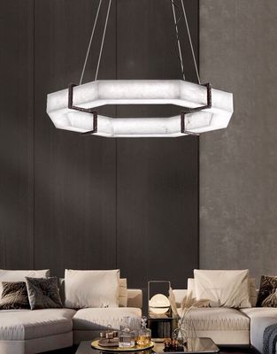 Marmer Spanyol spektakuler Alabaster Chandelier Alabaster besar Infinity Chandelier Marmer Pendant Pencahayaan Dekorasi Rumah