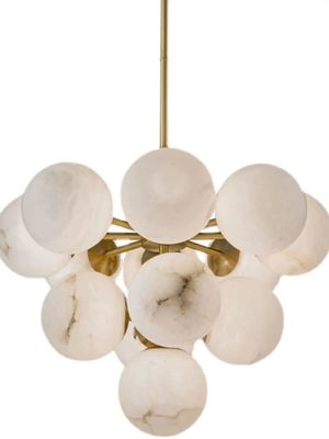 Dekorasi Rumah Mewah Bola Alabaster Modern Nordic Tembaga Lampu Lampu Pendant Untuk Ruang Tamu Restoran