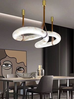 Desain Modern Bentuk Delapan Ruang Tamu Pulau Dapur Alabaster Alam Spanyol Lampu Pendant Lampu