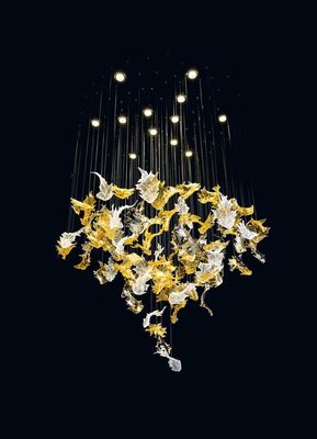 Dekorasi Interior Modern Custom Hotel Club Kaca Led Proyek Besar Chandelier Pendant Lamp