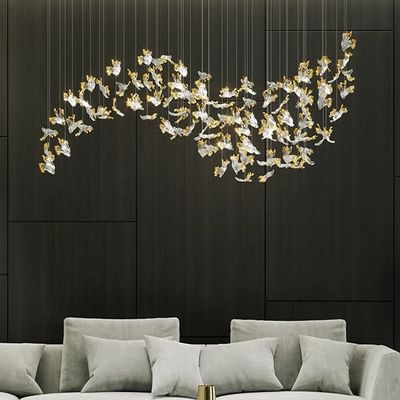 Dekorasi Interior Chandelier Hotel Villa Tangga Kaca LED Lampu Pendant