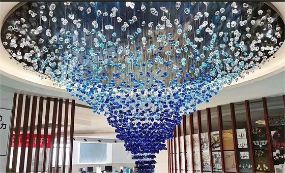 Hotel Modern Banquet Hall Chandelier Pencahayaan Mal Perbelanjaan Modern Crystal Stone Chandelier