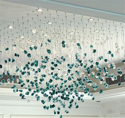 Hotel Lobby Villa Banquet Hall Dekorasi Proyek Kemewahan Hujan Kaca Batu permata Chandelier Aksesoris