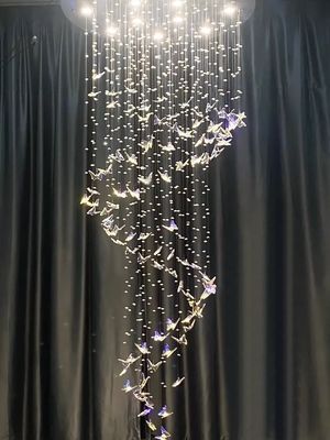 Luxury Artistic Butterfly Glass Ceiling Light Chandeliers Untuk Hotel Villa Restaurant Wedding Decor