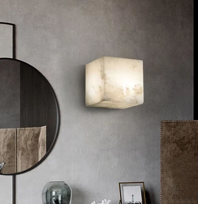 Square Alabaster Lampu Modern Led Kamar Lampu Desain Baru Nordic Hotel Kamar Tidur Kamar Tidur Koridor Kuningan Marmer Lampu Dinding