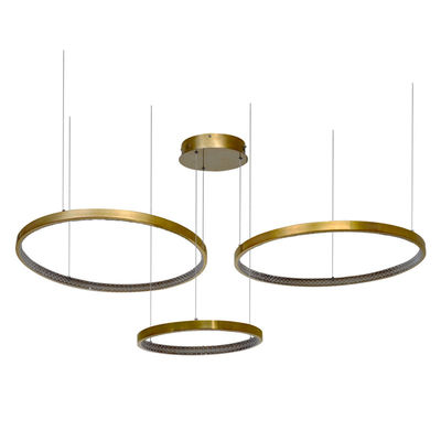 Modern Pendant Lampu ruang tamu Ruang makan Lingkaran Cincin Akrilik Aluminium Badan Lampu Langit-langit LED Rumah Metal Kontemporer