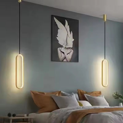 Modern Linier Hitam Emas Pendant Lampu Villa Duplex ruang tamu Kamar tidur Dining Dekorasi Rumah Lampu Lampu LED