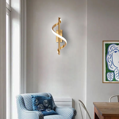 Modern LED Wall Sconce 10W Cool Putih 4000K Aluminium Emas Lampu Dinding Indoor Untuk Koridor Kamar Tidur