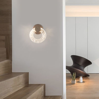 3000K Kamar Tidur Lampu samping kamar tidur Nordic Modern Simple Light Luxury Living Room Wall Minimalis Bubble Crystal Wall Lamp